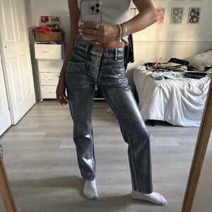 Metallic Silver Women's Jeans